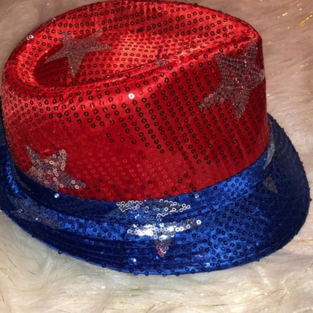 July 4th patriotic sequin fedora